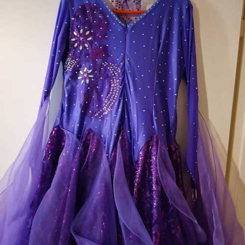 Ballroom dance dress new, purple, national standard, size 3