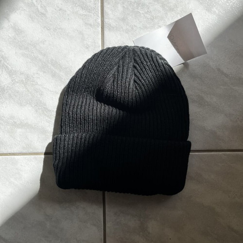 Moncler Black Ribbed Beanie New