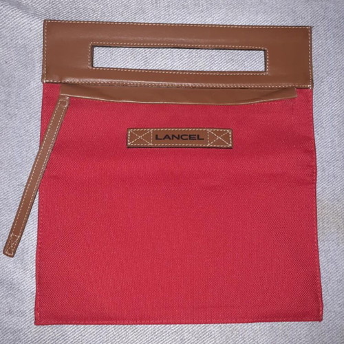 Lancel handbag like new, red and brown, fabric and leather
