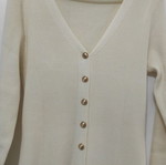 Knitted cream long dress like new, one size with gold buttons