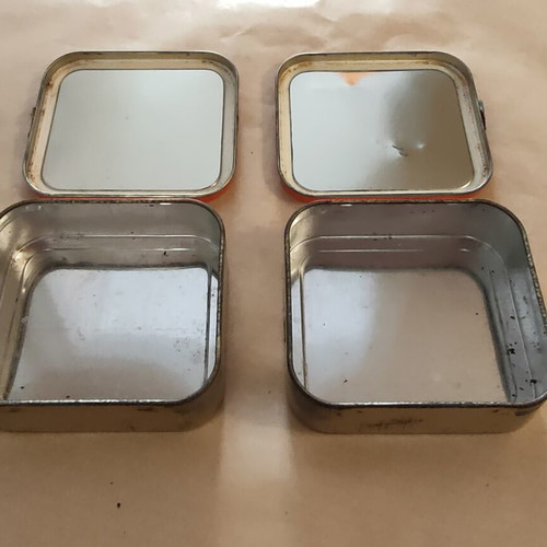 Metal tobacco tins used, pack of 2, '60s-'70s