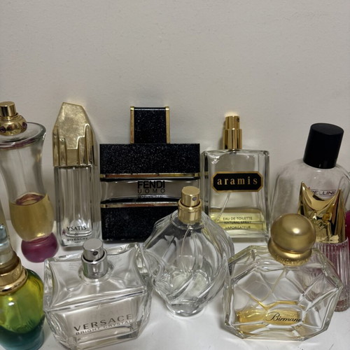 Christian LaCroix, Fendi, Van Cleef perfume bottles used, rare collectible set