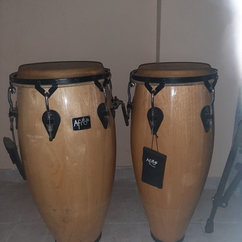 Afro congas and bongos set with stands