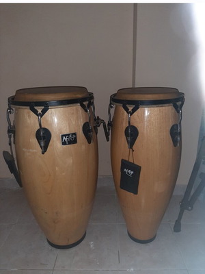 Afro congas and bongos set with stands