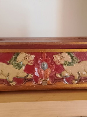 Wooden insense burners used, set of 3 with carved decoration