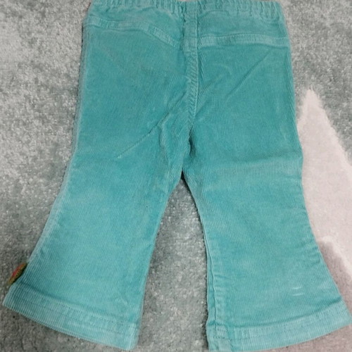 Benetton corduroy baby pants like new, girl, blue with knitted flowers