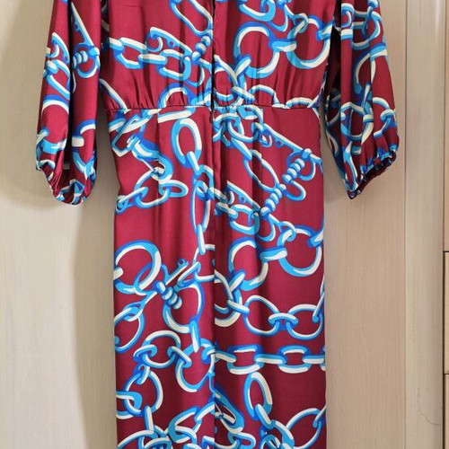 Zara dress new, burgundy with blue, size S-M