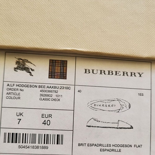 Burberry espadrilles new, size 40, black and beige