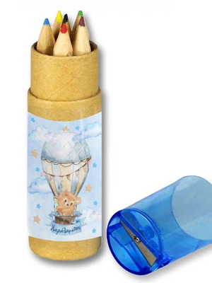 Hot Air Balloon Bear Colored Pencils in Kraft Box new