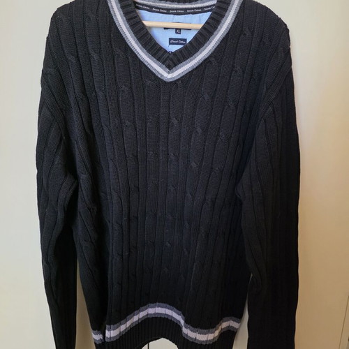 Emilio Corali Cable Knit V-Neck Sweater black XL used