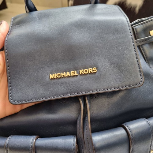 Michael Kors leather backpack like new, navy blue