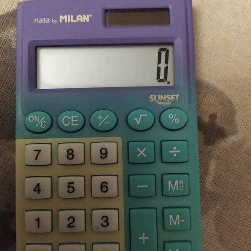 Milan Sunset pocket calculator, 8 digits