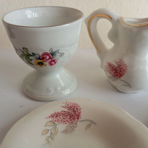Vintage ceramic miniature set used, Greek made Attiki Keramiki