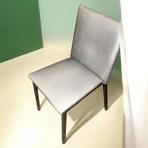 Metal chairs with grey leather mexil used