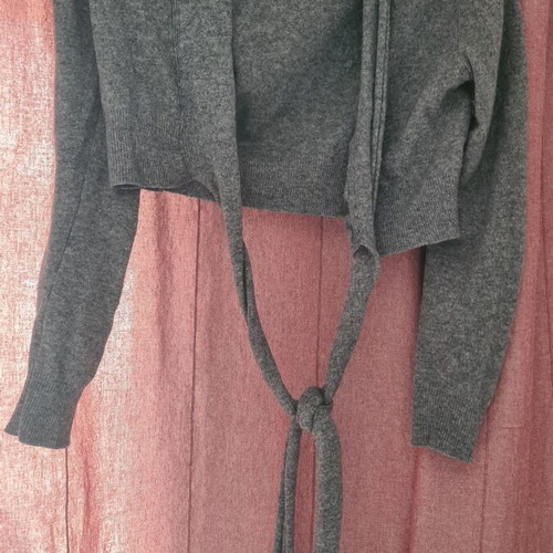 Benetton grey bolero cardigan with long ties