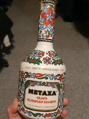 Συλλεκτικό μπουκάλι ΜΕΤΑΧΑ μεταχειρισμένο, χειροποίητη πορσελάνη 1988