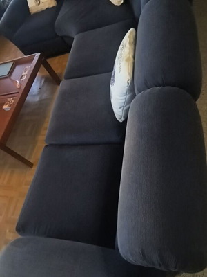 Σετ αρθρωτού γωνιακού καναπέ από κοτλέ με 2 πολυθρόνες και 6 μαξιλάρια