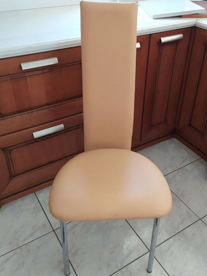 Leather chair new from Italy in salmon color, 2 pieces