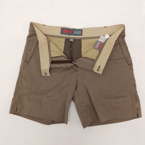 Slam women's shorts new, size S, beige brown striped