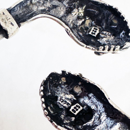 Silver bracelet vintage double snake heads 1960s used