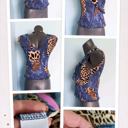 Women's bustier with leopard denim print like new