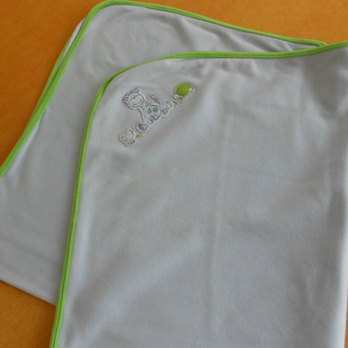 Baby cuddle blanket like new, cotton, blue with green details 104x90cm