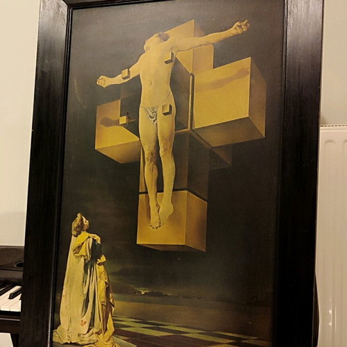 Vintage art print Corpus Hyprcubus by Salvador Dali used