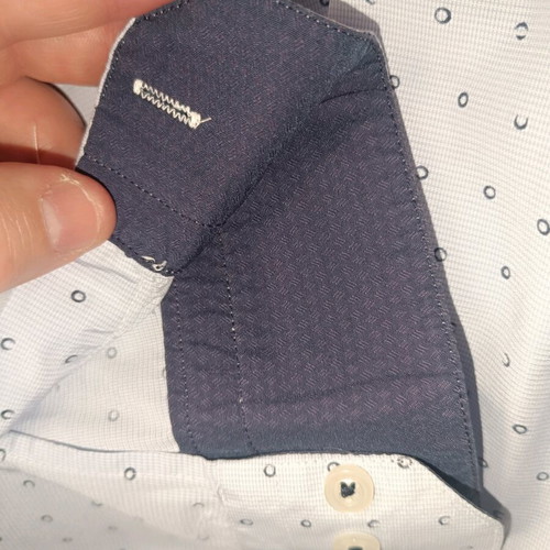 Billy Bones Slim Fit Shirt Light Ice Blue with Navy Details like new, size L
