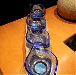  4 μπλε ντιπ γυαλί για μικρά κεράσματα γνωστής εταιρείας