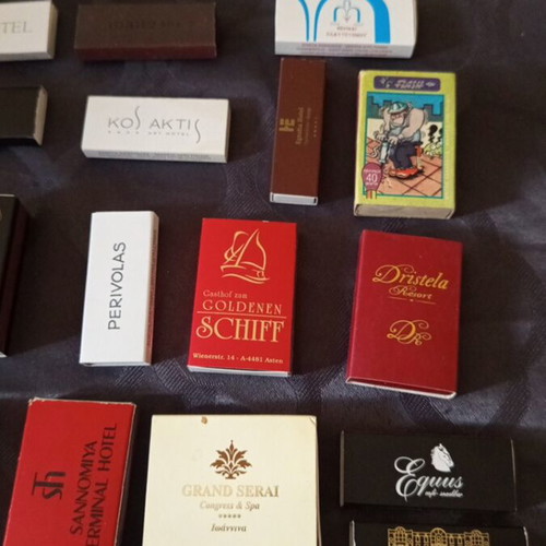 Matchboxes used, set of 20 various types and sizes