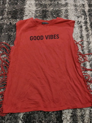 T-shirt with side fringes like new, size S, red