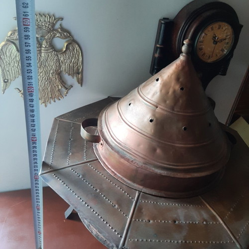 Ottoman copper brazier used, traditional handcrafted mangal