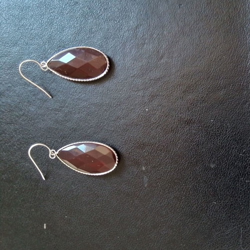 Silver 925 earrings with red zircon stone like new