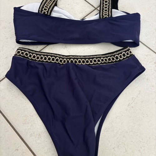 Bikini set blue with gold detail, size M, like new