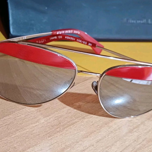 Alain Mikli A04004 mirror sunglasses like new, red and silver