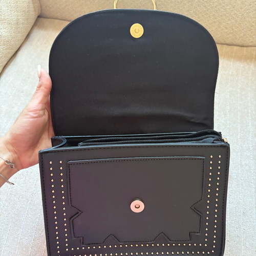 Black crossbody women's bag like new with gold details