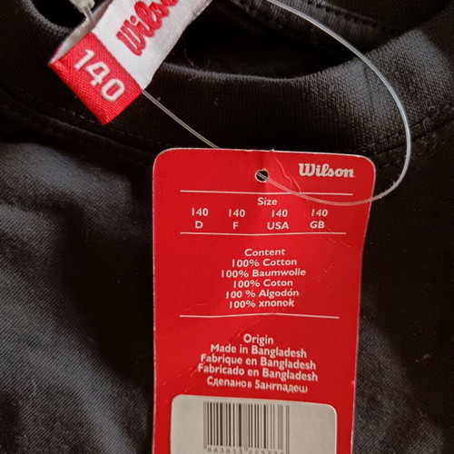 Wilson T-shirt new, kids size 140, black, 100% cotton