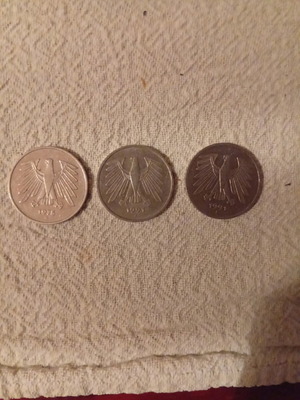 German old coins 5 marks used, sold together