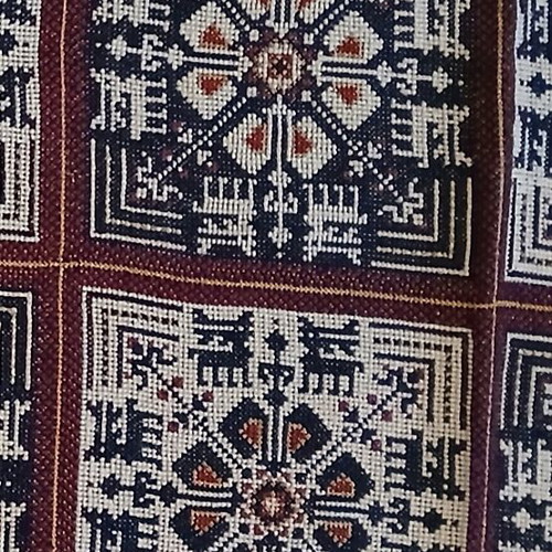 Handmade Table Runner with Traditional Counted Embroidery and Velvet Finish