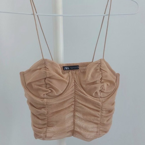 Zara Top bustier mesh nude size M like new