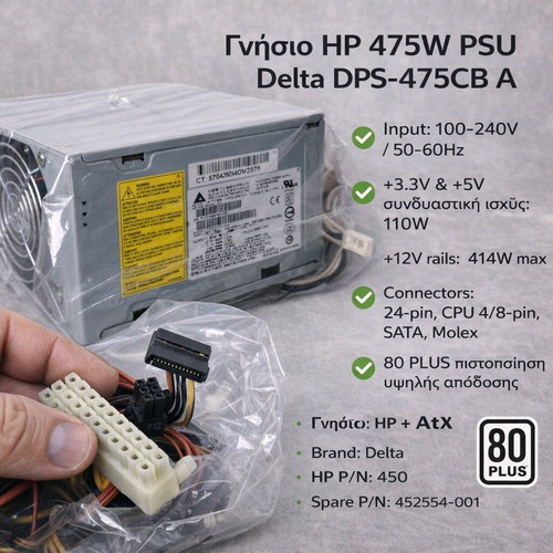 HP 475W Delta Electronics DPS-475CB A 80+ Computer Power Supply Tested Working