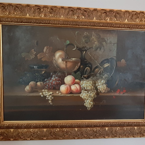Oil painting by C. Finney, 60×90 cm with carved wooden frame