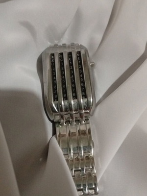 Vintage LED Barcode Style Watch like new, silver