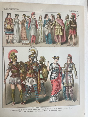 Φορεσιές αρχαίες Μικράς Ασίας χρωμολιθογραφία μεταχειρισμένη 1882