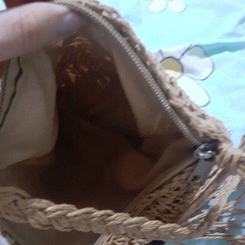 Woven straw bag like new with decorative beads crossbody