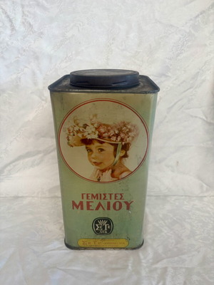 Cypriot Tin Box 1960 Used, Rare Collectible with Stopper