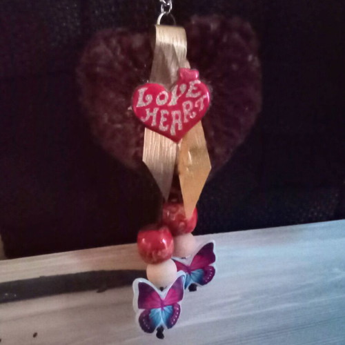 Handmade Valentine's keychain new, brown and red