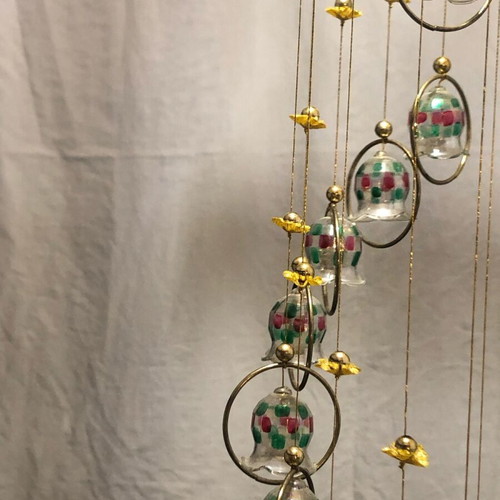 Glass wind chime used with gilded rings and mounting bracket