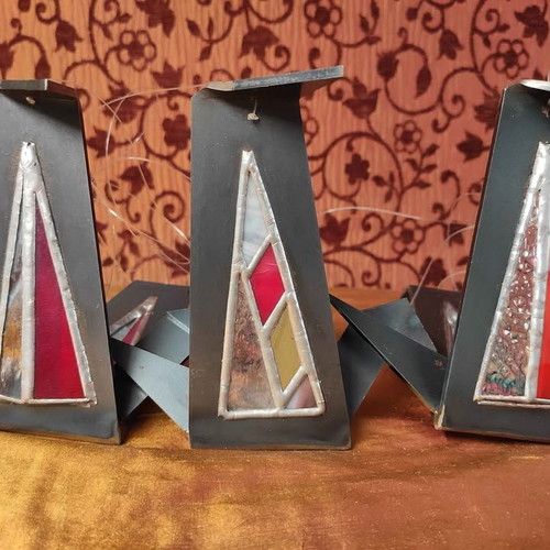 Handmade origami bird vitraux set of 3 like new