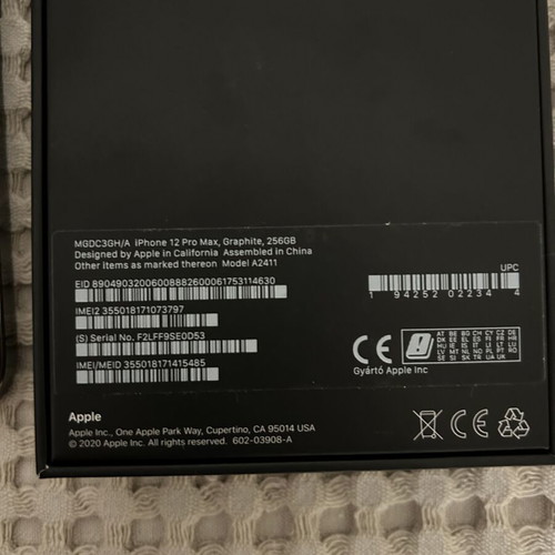 iPhone 12 Pro Max 256GB, graphite